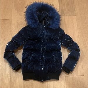 Appaman Midnight Blue Jacket with Faux Fur Trim
